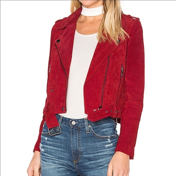 Blank NYC Jackets & Blazers - NEW Blank NYC red Suede moto jacket size large